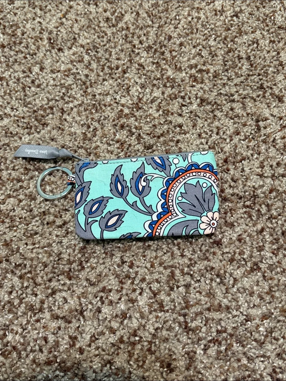 Vera Bradley Mint Floral ID Card Holder with Keyring